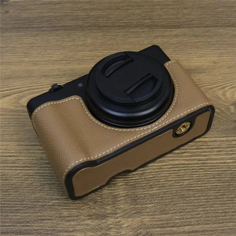For Sony ZV-1 II / ZV-1F Camera Case PU Leather Half Body Protective Cover with Screw