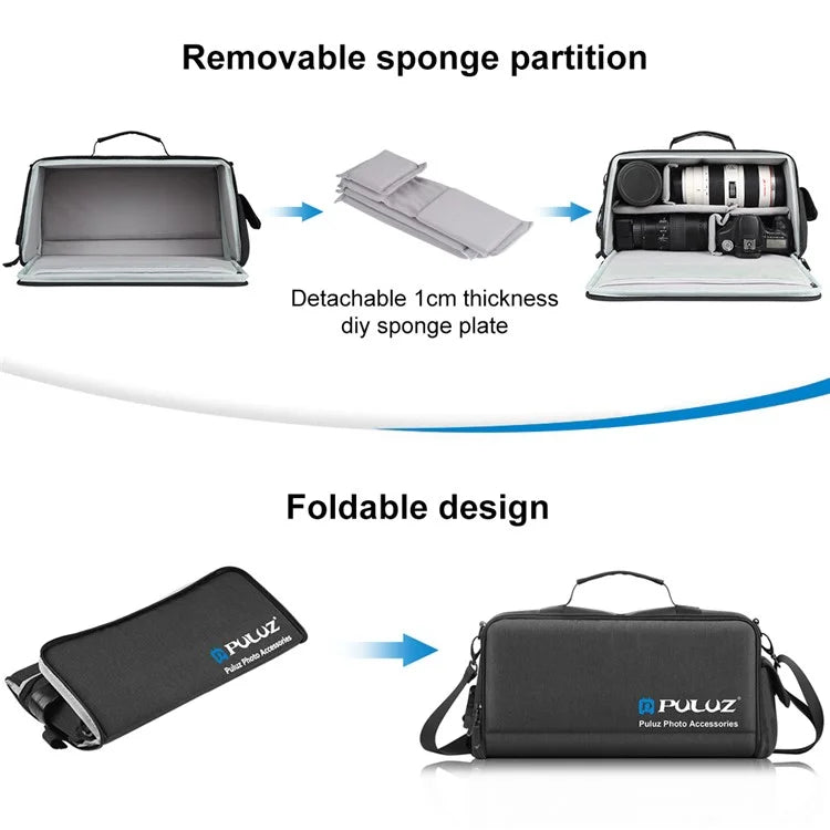 PULUZ PU5016B Digital Camera Handbag Crossbody Bag Padded Dividers SLR Camera Shoulder Bag