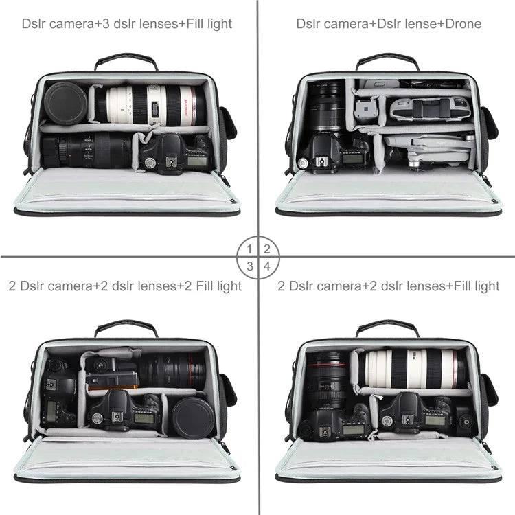 PULUZ PU5016B Digital Camera Handbag Crossbody Bag Padded Dividers SLR Camera Shoulder Bag