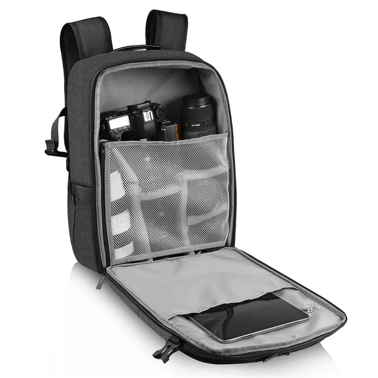 PULUZ PU5018B Camera Backpack with Solar Panel Shoulder Bag for 14-inch Laptop