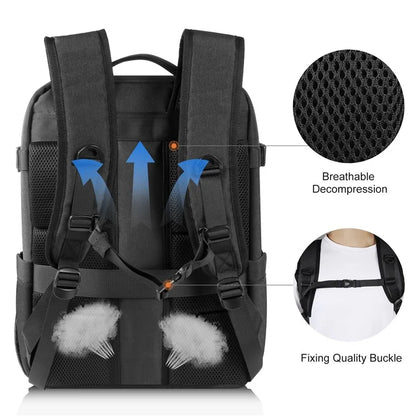 PULUZ PU5018B Camera Backpack with Solar Panel Shoulder Bag for 14-inch Laptop