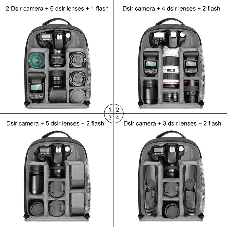 PULUZ PU5018B Camera Backpack with Solar Panel Shoulder Bag for 14-inch Laptop