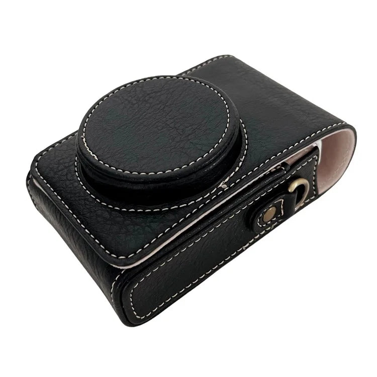 PU Leather Camera Bag for Sony Ricoh Panasonic Vintage Style Camera Case with Shoulder Strap