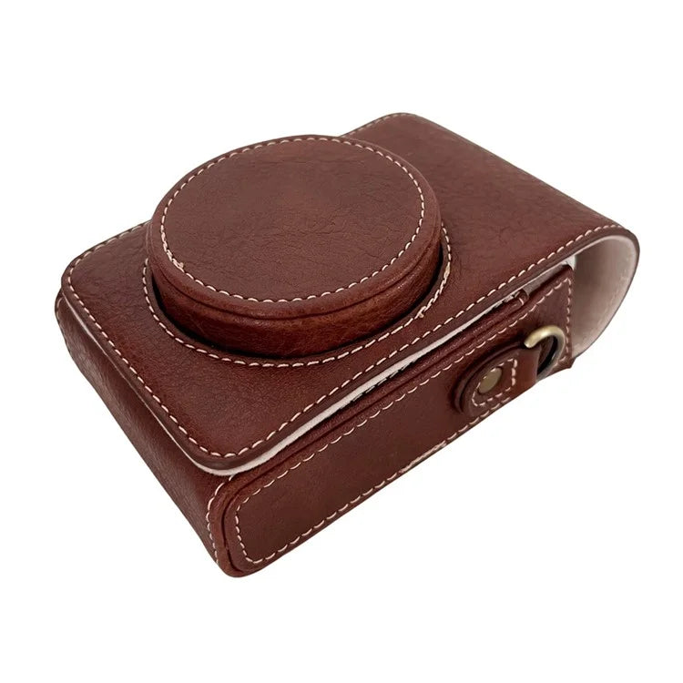 PU Leather Camera Bag for Sony Ricoh Panasonic Vintage Style Camera Case with Shoulder Strap