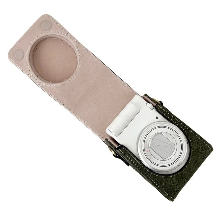 PU Leather Camera Bag for Canon / Sony / Ricoh / Panasonic Vintage Style Camera Case with Shoulder Strap