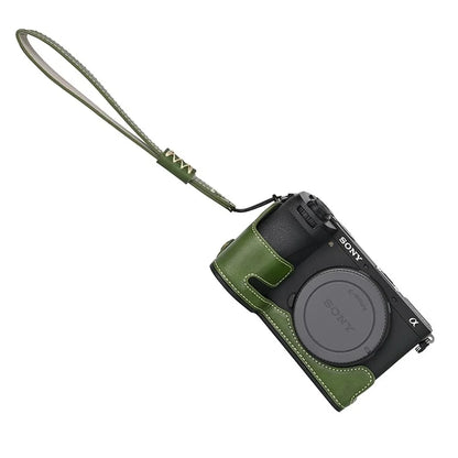 For Sony A6700 PU Leather Bottom Case Half Body Camera Protection Cover