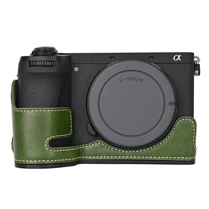 For Sony A6700 PU Leather Bottom Case Half Body Camera Protection Cover