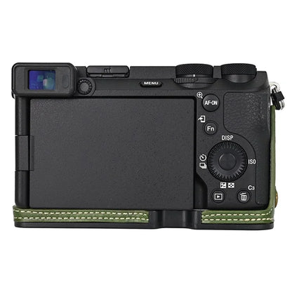 For Sony A6700 PU Leather Bottom Case Half Body Camera Protection Cover