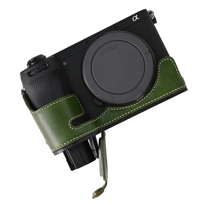 For Sony A6700 PU Leather Bottom Case Half Body Camera Protection Cover