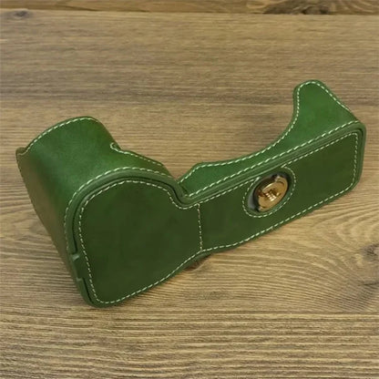 For Sony A6700 PU Leather Bottom Case Half Body Camera Protection Cover