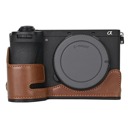 For Sony A6700 PU Leather Bottom Case Half Body Camera Protection Cover