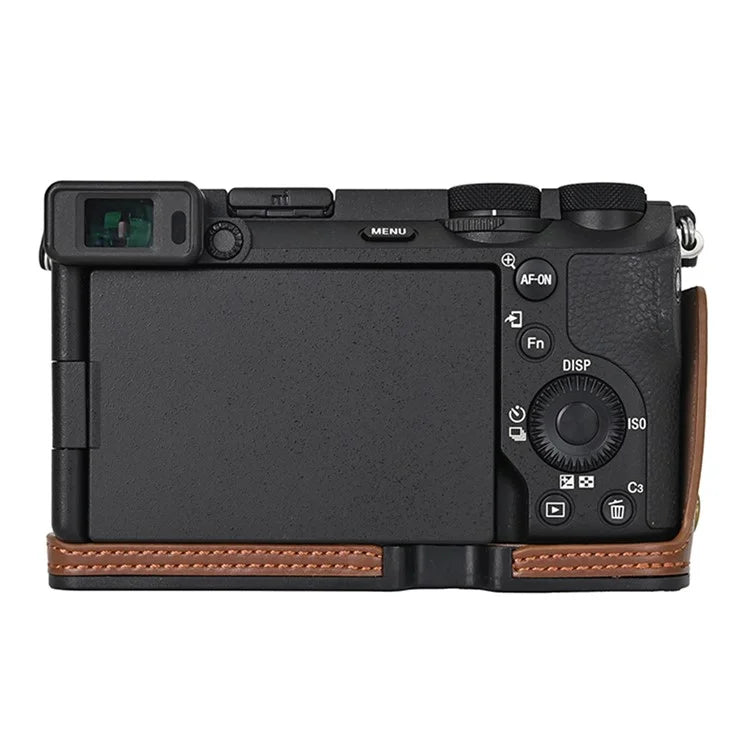 For Sony A6700 PU Leather Bottom Case Half Body Camera Protection Cover