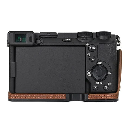 For Sony A6700 PU Leather Bottom Case Half Body Camera Protection Cover
