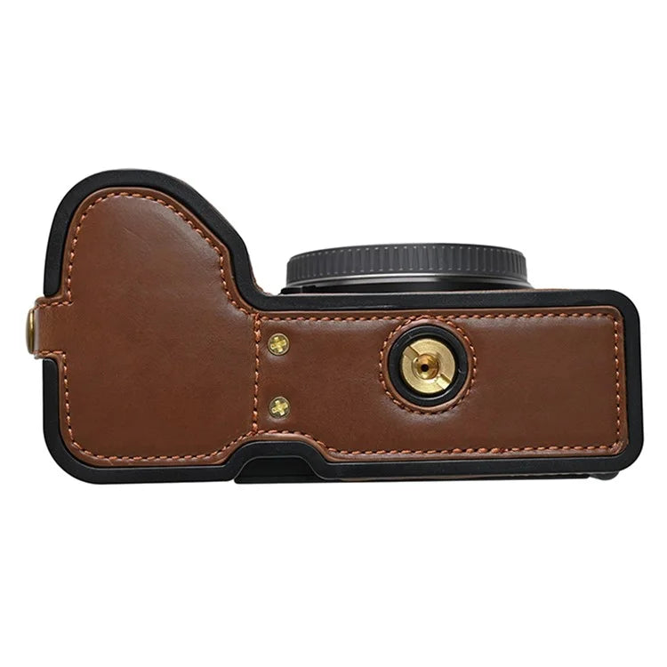 For Sony A6700 PU Leather Bottom Case Half Body Camera Protection Cover