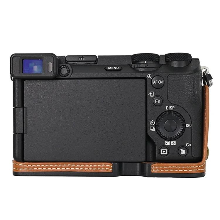 For Sony A6700 PU Leather Bottom Case Half Body Camera Protection Cover