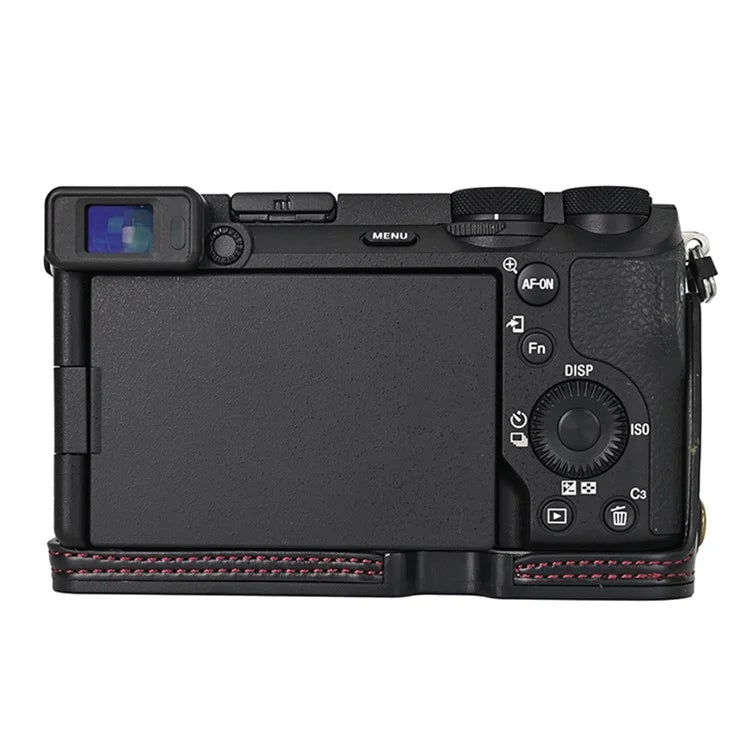 For Sony A6700 PU Leather Bottom Case Half Body Camera Protection Cover