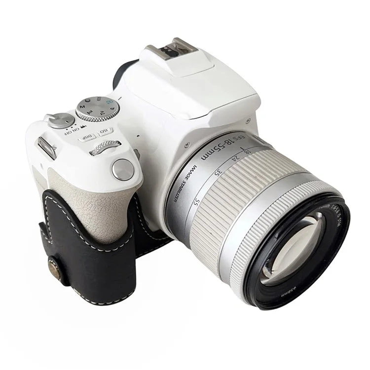 For Canon EOS 200D II / 200D Buffalo Texture PU Leather Bottom Case Anti-scratch Half Body Camera Cover