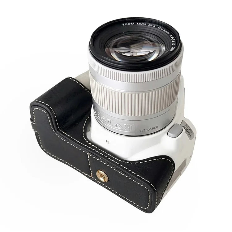 For Canon EOS 200D II / 200D Buffalo Texture PU Leather Bottom Case Anti-scratch Half Body Camera Cover