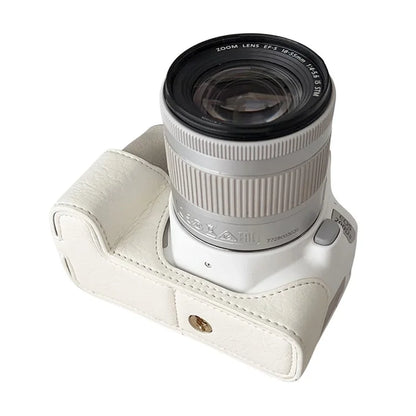 For Canon EOS 200D II / 200D Buffalo Texture PU Leather Bottom Case Anti-scratch Half Body Camera Cover