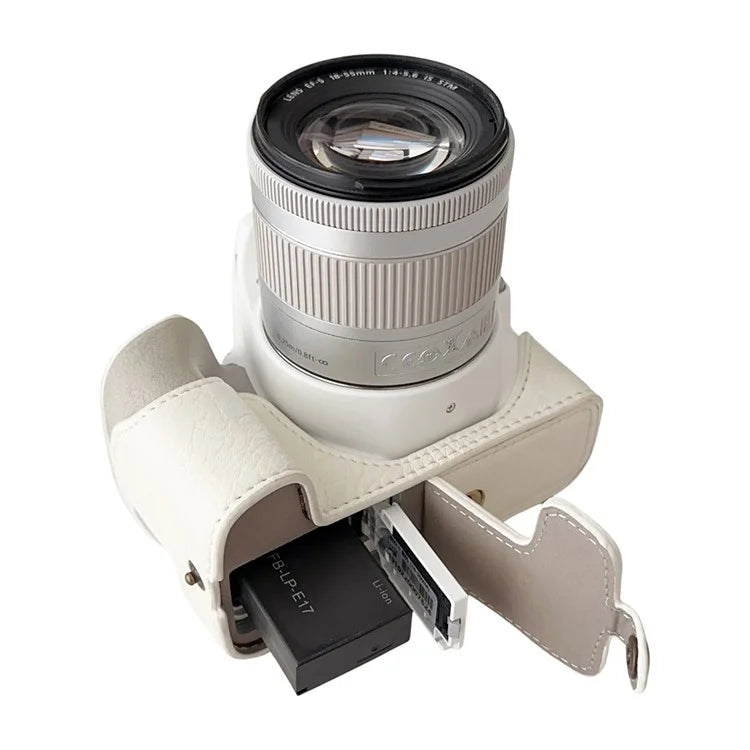 For Canon EOS 200D II / 200D Buffalo Texture PU Leather Bottom Case Anti-scratch Half Body Camera Cover