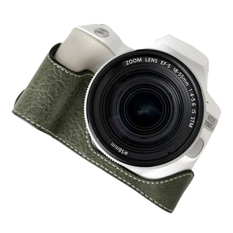 For Canon EOS 200D II / 200D Buffalo Texture PU Leather Bottom Case Anti-scratch Half Body Camera Cover