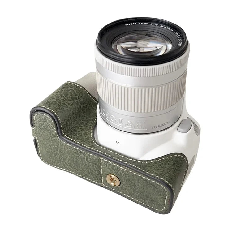 For Canon EOS 200D II / 200D Buffalo Texture PU Leather Bottom Case Anti-scratch Half Body Camera Cover