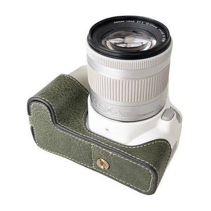 For Canon EOS 200D II / 200D Buffalo Texture PU Leather Bottom Case Anti-scratch Half Body Camera Cover