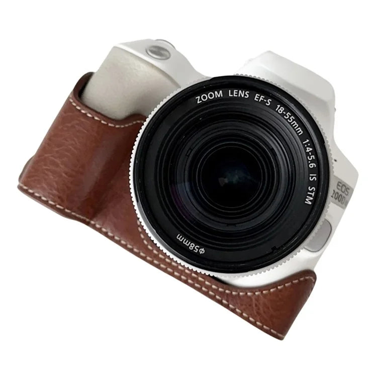 For Canon EOS 200D II / 200D Buffalo Texture PU Leather Bottom Case Anti-scratch Half Body Camera Cover