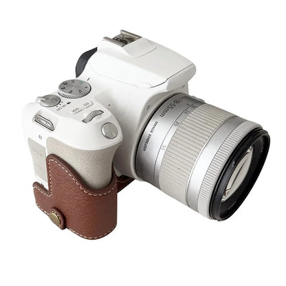 For Canon EOS 200D II / 200D Buffalo Texture PU Leather Bottom Case Anti-scratch Half Body Camera Cover