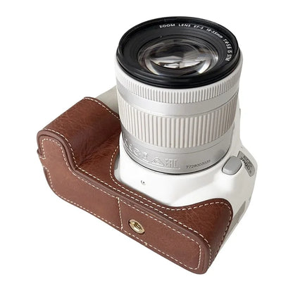 For Canon EOS 200D II / 200D Buffalo Texture PU Leather Bottom Case Anti-scratch Half Body Camera Cover