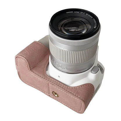 For Canon EOS 200D II / 200D Buffalo Texture PU Leather Bottom Case Anti-scratch Half Body Camera Cover