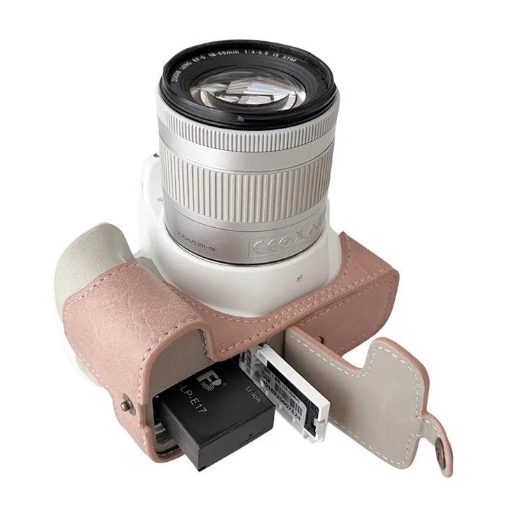 For Canon EOS 200D II / 200D Buffalo Texture PU Leather Bottom Case Anti-scratch Half Body Camera Cover