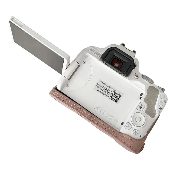 For Canon EOS 200D II / 200D Buffalo Texture PU Leather Bottom Case Anti-scratch Half Body Camera Cover