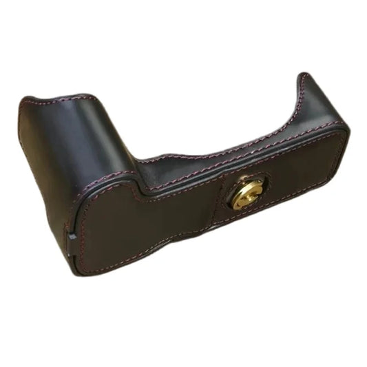 For Canon EOS 200D / 200D II PU Leather Camera Bottom Cover Half Body Case with Screw