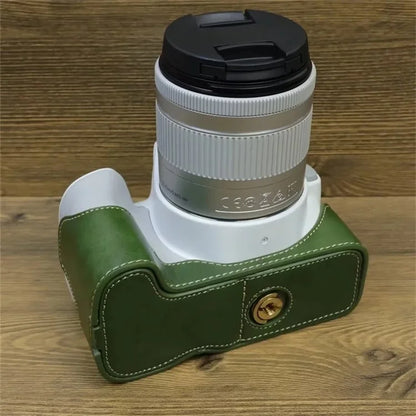 For Canon EOS 200D / 200D II PU Leather Camera Bottom Cover Half Body Case with Screw