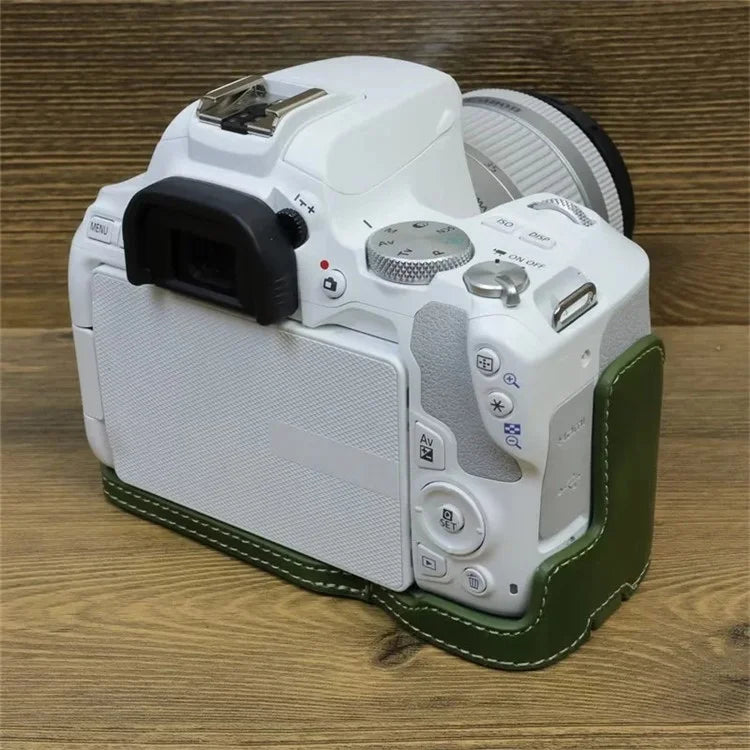 For Canon EOS 200D / 200D II PU Leather Camera Bottom Cover Half Body Case with Screw