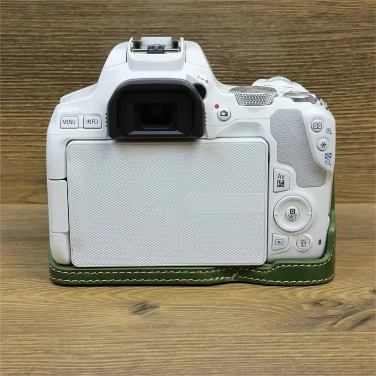 For Canon EOS 200D / 200D II PU Leather Camera Bottom Cover Half Body Case with Screw
