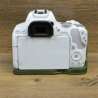 For Canon EOS 200D / 200D II PU Leather Camera Bottom Cover Half Body Case with Screw