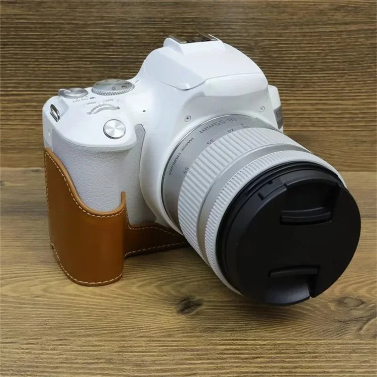 For Canon EOS 200D / 200D II PU Leather Camera Bottom Cover Half Body Case with Screw