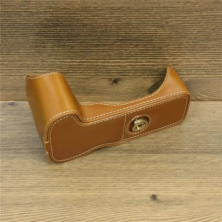 For Canon EOS 200D / 200D II PU Leather Camera Bottom Cover Half Body Case with Screw