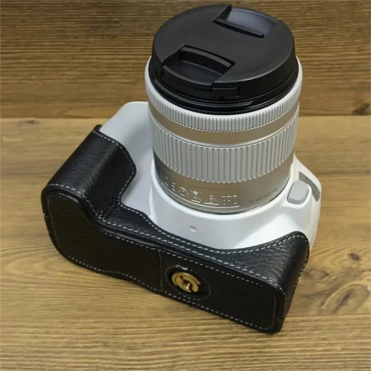 For Canon EOS 200D / 200D II Genuine Cow Leather Camera Case Dustproof Cover with Screw