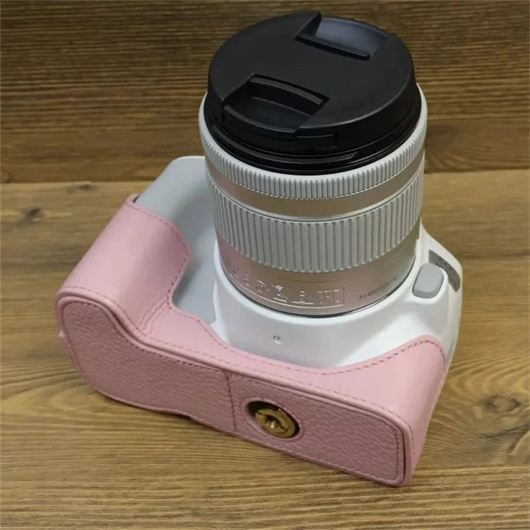 For Canon EOS 200D / 200D II Genuine Cow Leather Camera Case Dustproof Cover with Screw