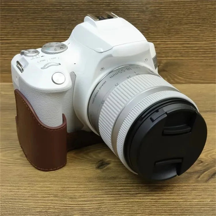 For Canon EOS 200D / 200D II Genuine Cow Leather Camera Case Dustproof Cover with Screw