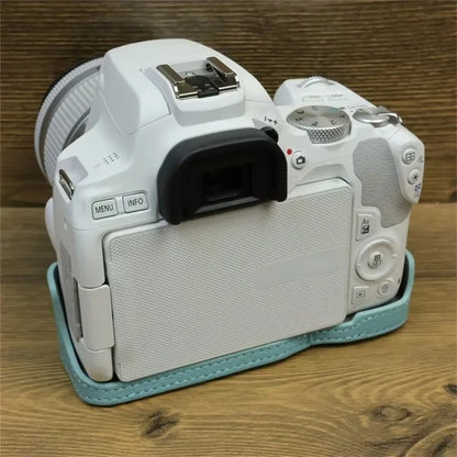 For Canon EOS 200D / 200D II Genuine Cow Leather Camera Case Dustproof Cover with Screw