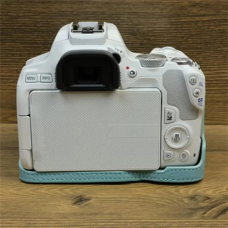 For Canon EOS 200D / 200D II Genuine Cow Leather Camera Case Dustproof Cover with Screw