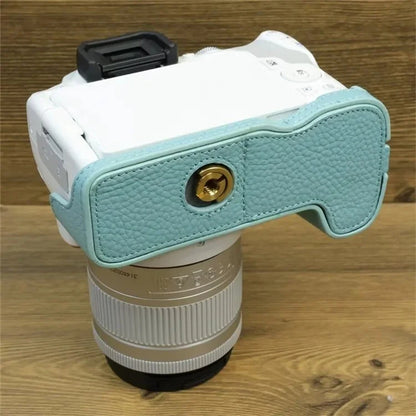 For Canon EOS 200D / 200D II Genuine Cow Leather Camera Case Dustproof Cover with Screw