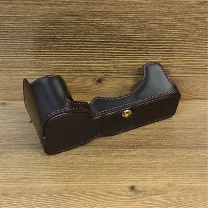 For Sony A7CII PU Leather Camera Bottom Cover Screw Design Half Body Case Anti-Scratch Protector