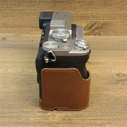 For Sony A7CII PU Leather Camera Bottom Cover Screw Design Half Body Case Anti-Scratch Protector