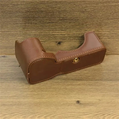 For Sony A7CII PU Leather Camera Bottom Cover Screw Design Half Body Case Anti-Scratch Protector