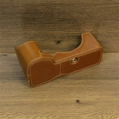 For Sony A7CII PU Leather Camera Bottom Cover Screw Design Half Body Case Anti-Scratch Protector